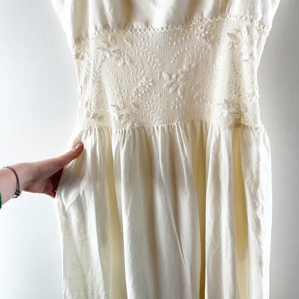 Steve Madden Enza Sleeveless Lace Trim Drop Waist Midi Dress Antique Cream 6 - Image 7