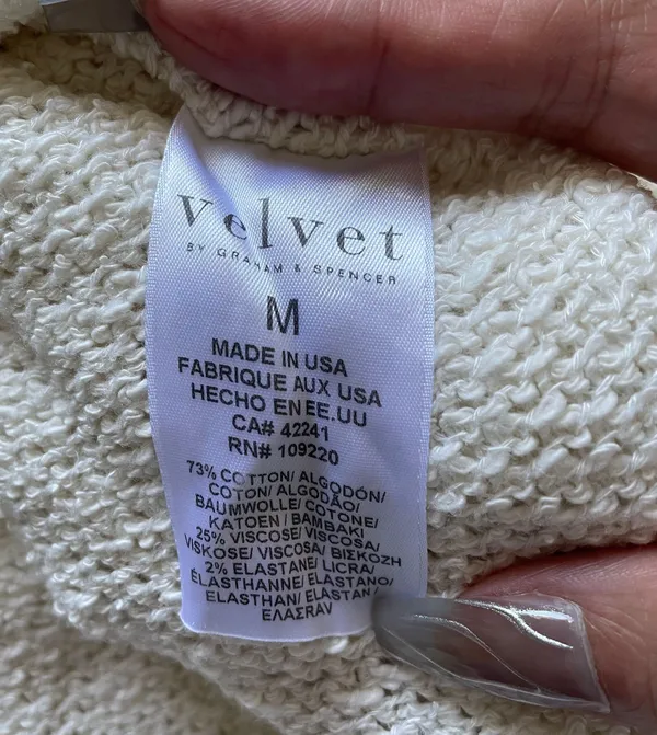 Velvet By Graham And Spencer Poncho Butterfly Sleeve Knit Pullover Cream M - Image 7