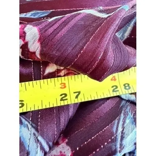 Rachel Rachel Roy Floral Metallic‎ Pleated Caron Wrap Midi Dress 24W Burgundy - Image 7