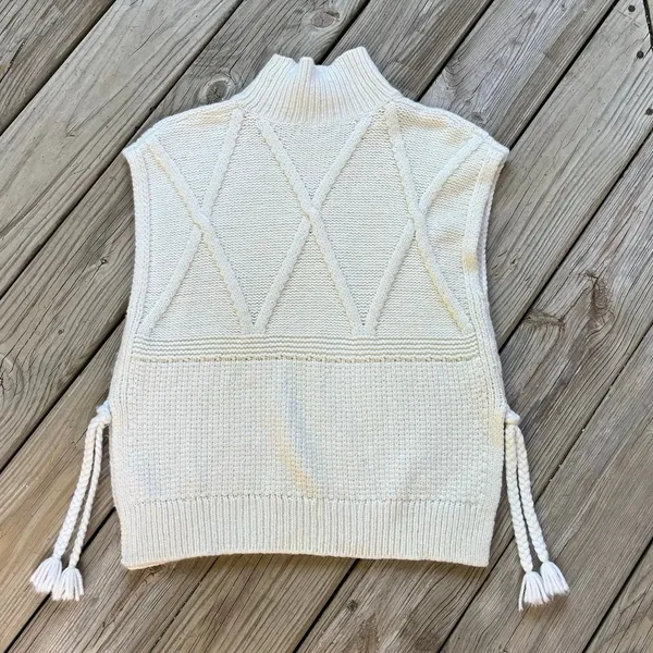 Madewell Women's Side Tie Sweater Vest Cream Wool Blend Size S - Image 2