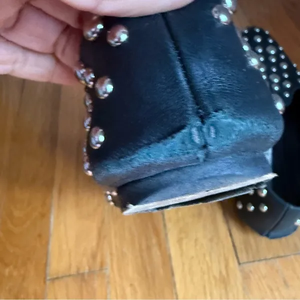 VERONICA BEARD Griffin Studded Nappa Leather Loafers Black Size 38.5‎ or 8.5 - Image 5