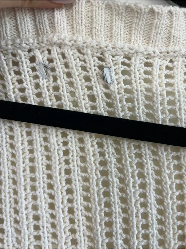 American Eagle Cream Open-Knit Cardigan Sweater - Image 5