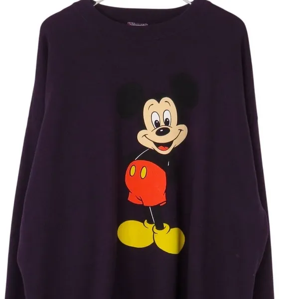Vintage Disney Mickey Mouse Crewneck Sweatshirt Pullover Purple One Size XL - Image 2