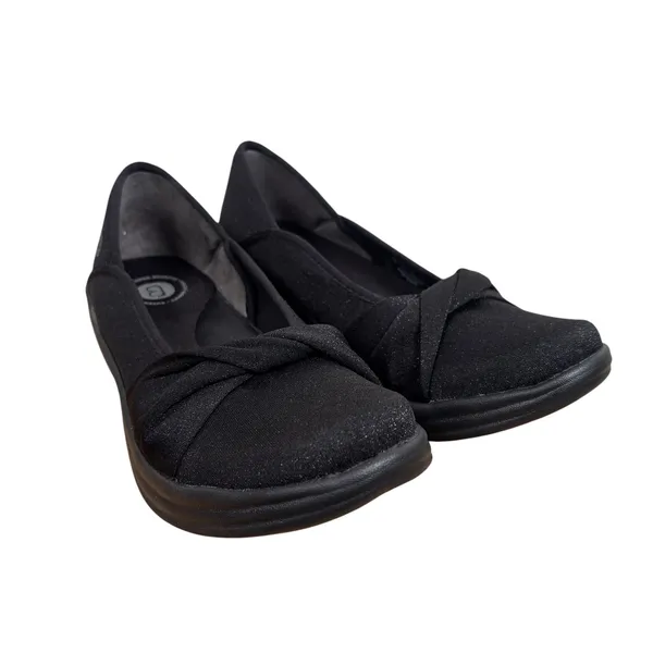 Bzees Paris Womens 7M Black Shimmer Slip On Flats Machine Washable Comfort - Image 4