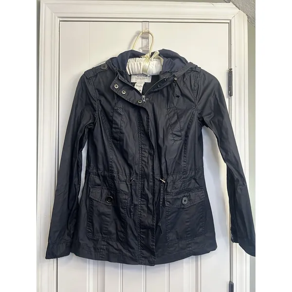 American Rag Navy Blue Women’s Size M Hooded UtilityRaincoat Jacket Lightweight - Image 15