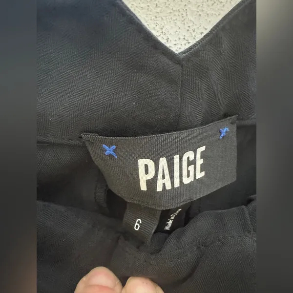 Paige Size 6 Black Faint Stripe Wide‎ Leg Dress Pants - Image 4