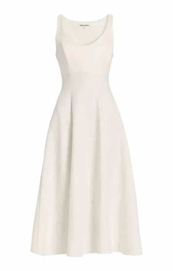 Reformation Mikol Princess Seam Pleated A-Line Midi Dress Medium - Image 6