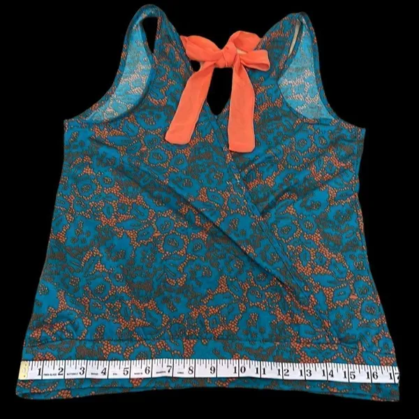 Lily Star beautiful vibrant teal & orange wrap back tank top w/ orange ties - Image 8