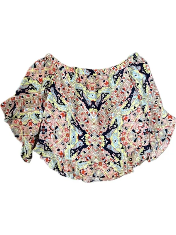 Alice & Trixie By Angela George L Silk Off Shoulder Ruffle Top Shirt Blouse Geo - Image 2