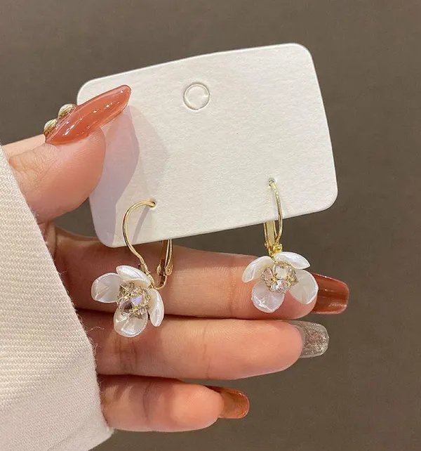 Flower Dangle Drop Earrings for Women Gold - Image 4