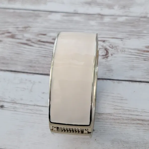 Cream Enamel Chunky Hinged Bracelet - Image 4