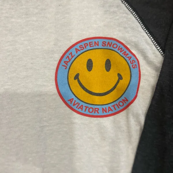 Rare Aviator nation Black and White Aspen Jazz Snowmass Long Sleeve Baseball Tee - Image 3