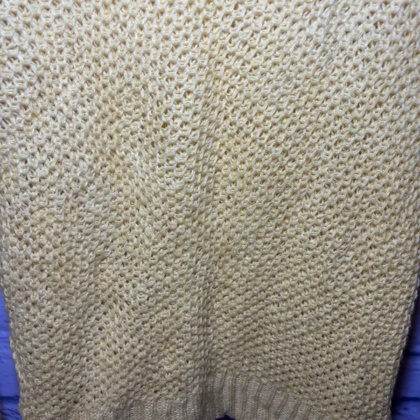 Lauren Ralph Lauren Open Knit Highlighter Yellow Sweater Medium Linen Blend - Image 3