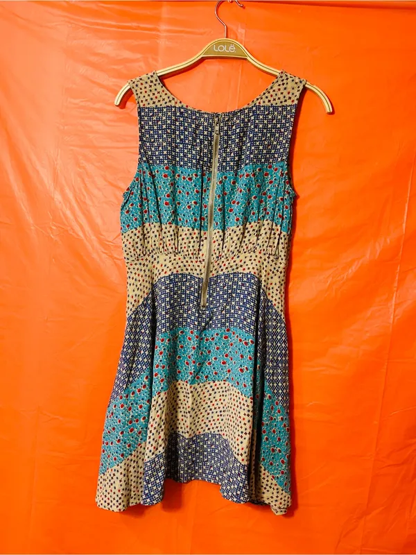 Free People Sleeveless Patchwork Floral Sundress in Navy, Teal & Tan - Image 14