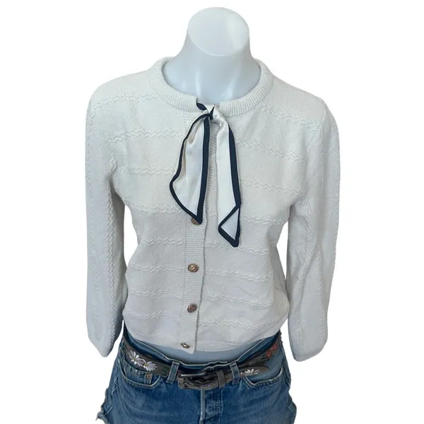 CeCe Off White Scarf Cardigan Sweater MEDIUM Business Casual Career Work $90 - Image 10