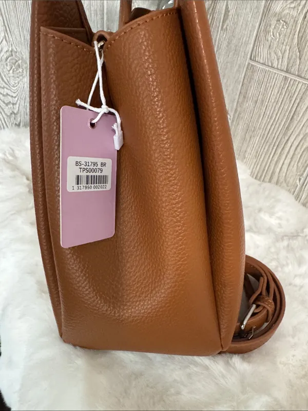 ellos Tan Pebbled Shoulder Bag with Detailing Brown - Image 2