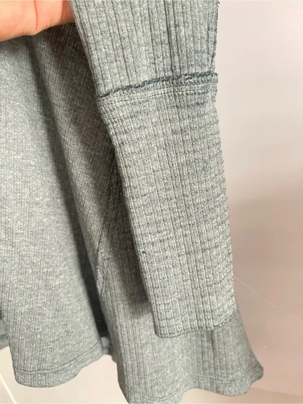 We the Free Henley Top Shirt Textured Green Blue V Neck Free People Women S - Image 6