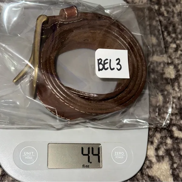 Vintage Y2K Size M Brown Leather Square Brass Buckle Belt - Image 7