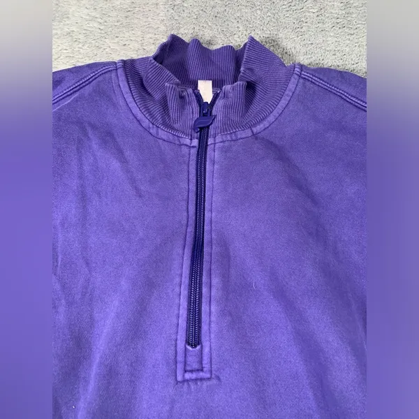 Fabletics Purple Quarter-Zip Sweatshirt large - Image 3