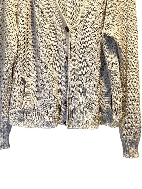 Urban Outfitters BDG Grandpa Chunky Cardigan Cream Size L Coastal Quiet Luxury - Image 7