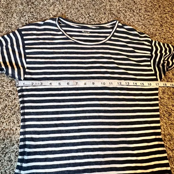 Madewell‎ Womens Navy Blue White Striped Short Sleeve Crew Neck Tee E7709 XS - Image 3