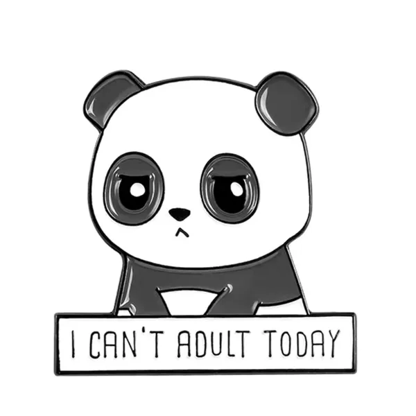 Panda I Can’t‎ Adult Today Brooch Pin Enamel Black/White - Image 8