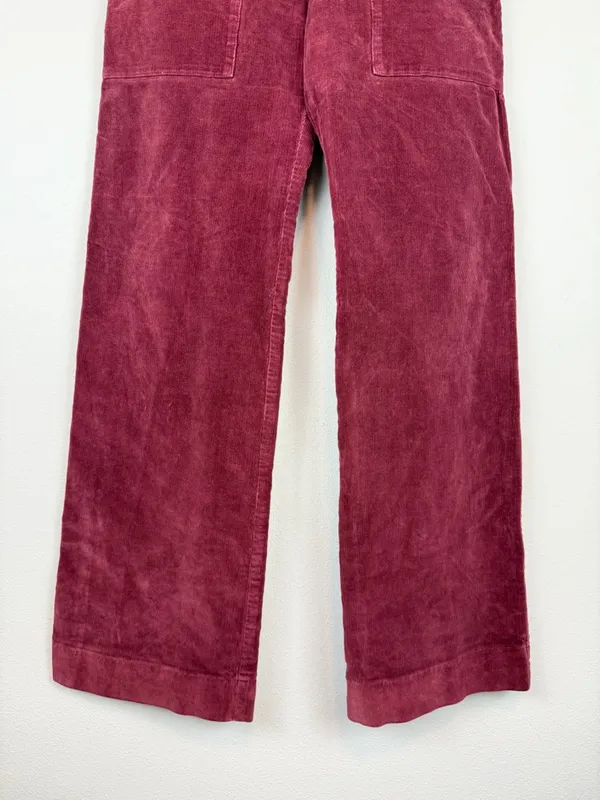 Prairie Underground Yr Arrow Pants Burgundy Wine Corduroy Wide Leg Size Small - Image 3
