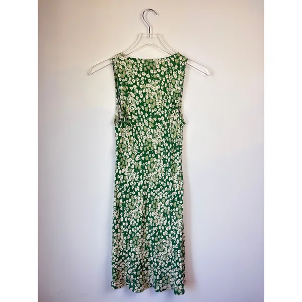 Reformation Green Floral Calix Dress Mento Summer Casual V Neck Sleeveless XS - Image 3