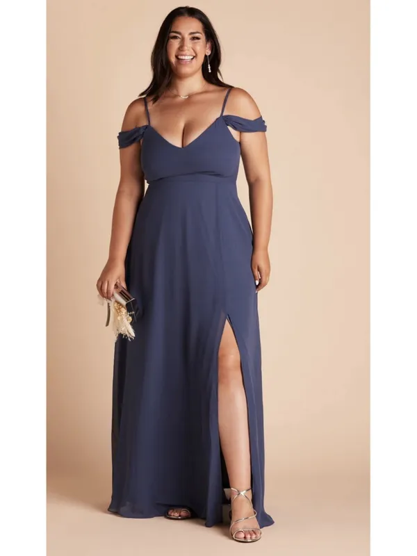 Birdy Grey Devin Convertible Dress Chiffon Women’s Plus Slate Blue Bridesmaid - Image 4