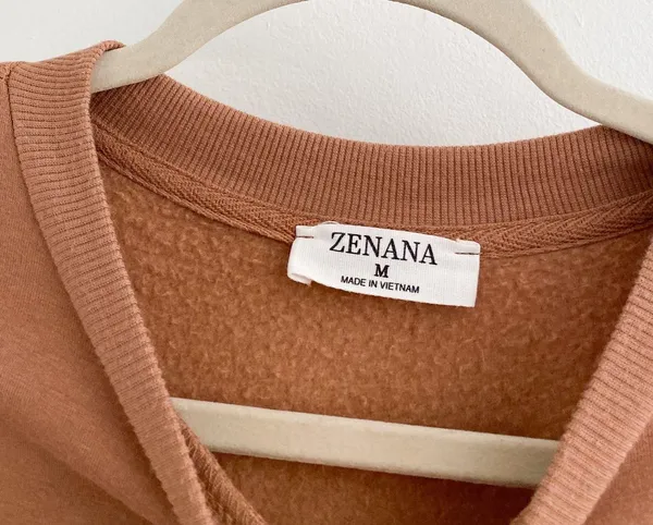 Zenana Boutique Tan Brown Mocha Oversized Crew Sweatshirt - Image 3