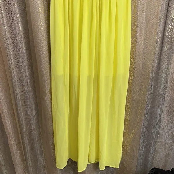 NWT No Boundaries crochet trim neon yellow maxi dress Juniors size S (3-5) - Image 8