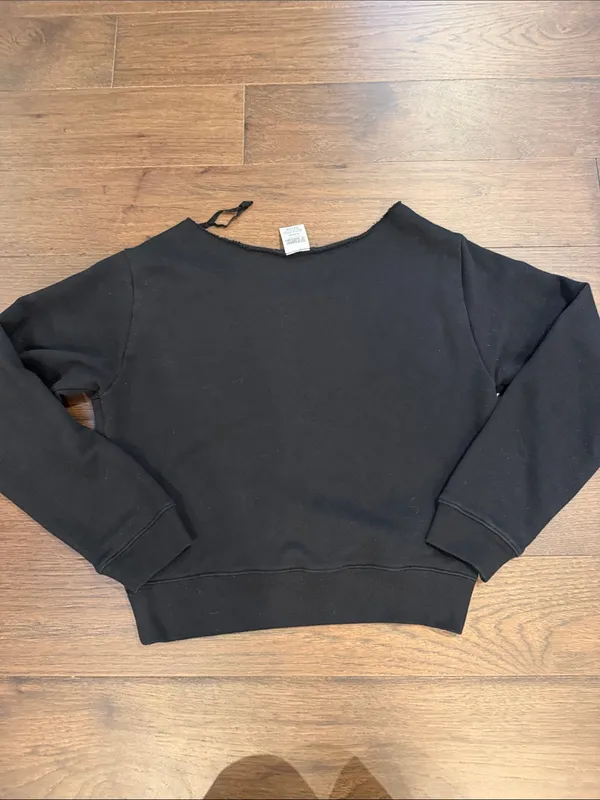 PINK Victoria's Secret Off-Shoulder Black Sweatshirt Medium - C28-013 - Image 8