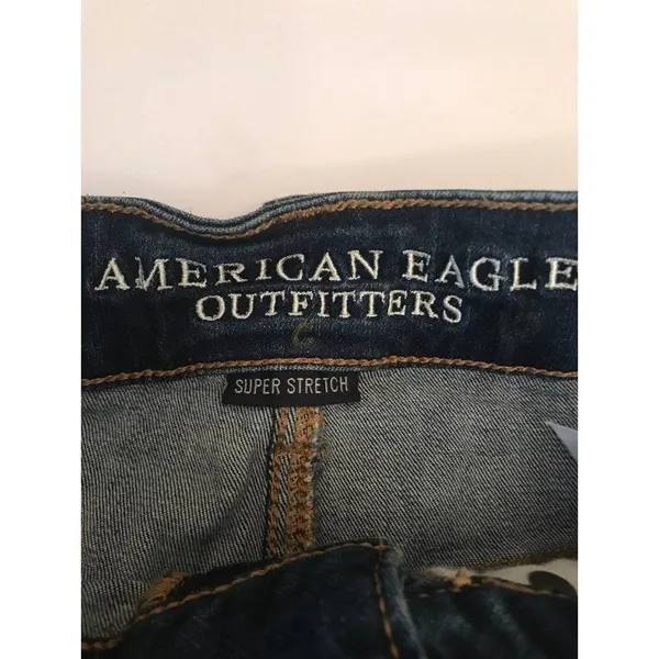 American Eagle dark wash Denim hi-rise stretch jean shorts size‎ 0 y2k - Image 4