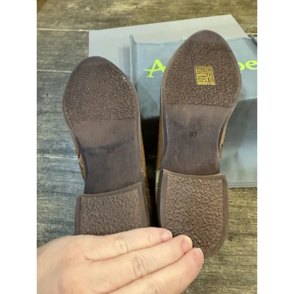 Antelope Carson‎ Bootie Size 37 US 6-7 Taupe Brown Metallic Insert Distressed - Image 9
