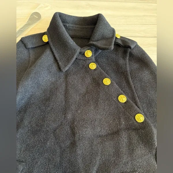 Commense Cape Coat with Gold Buttons Black Medium NWT IN PACKAGE - Image 7