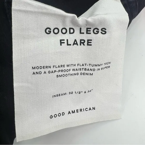 NWT Good American Good Legs Flare‎ Pull On Jeans black sz M - Image 9
