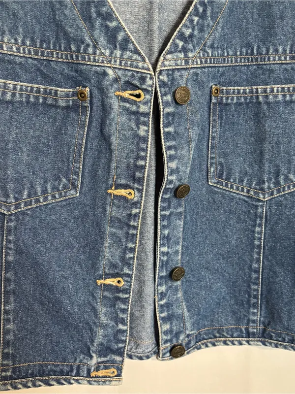 Vintage G.H. Bass & Co. Medium Blue Denim Vest with Front Pockets - Image 3
