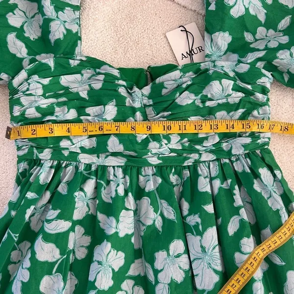 AMUR Martine Mini Dress, Green/White Floral, Size 10, NWT - Image 13
