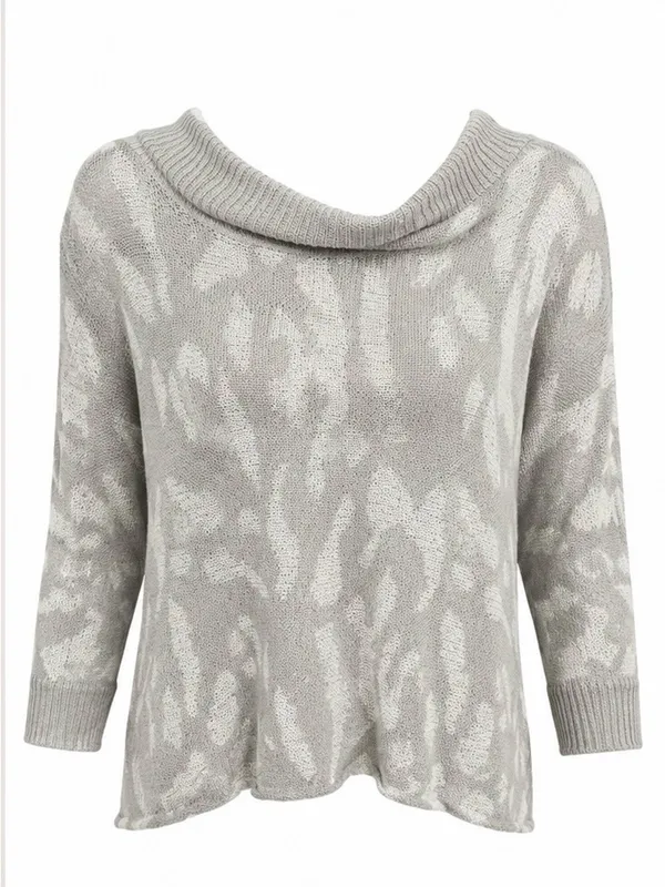 Pol grey and white cowl neck sweater - Image 3