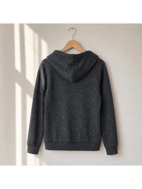 Vintage Cotton Gray Full Zip Hoodie Women S Terry Cloth Y2K Layering - Image 2