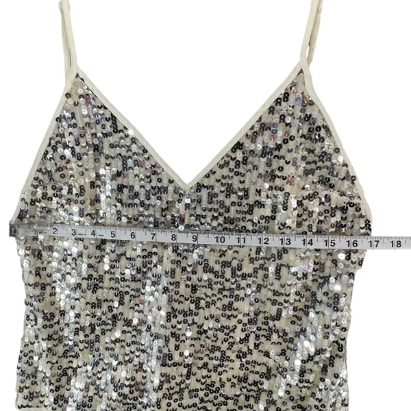 Goldie Twilight Camisole Top Womens M Silver Cream Sequin Sparkles‎ Shimmer Glam - Image 8