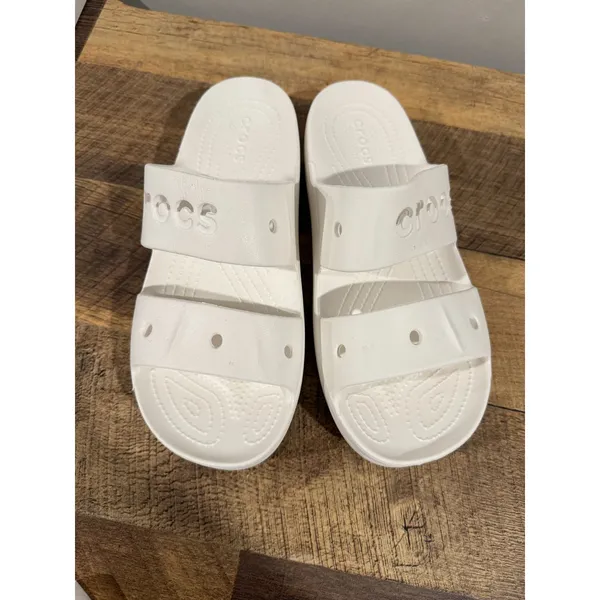Crocs Baya Platform Sandals Women Sz 9 White Comfort Double Strap Slide Casual - Image 3