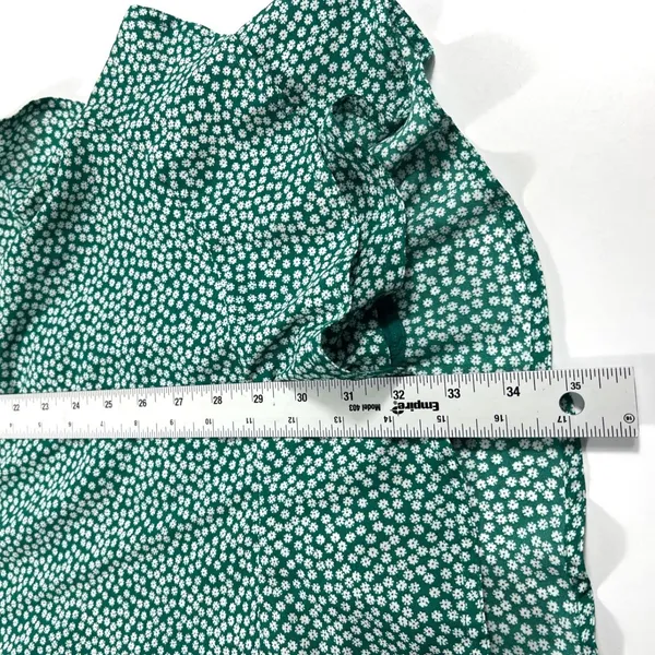 Abercrombie & Fitch Green Floral Wrap‎ Mini Dress Ruffle Daisy Medium EUC - Image 8