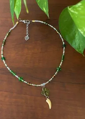 unique fairy nature boho funky vintage style quality Czech glass beads mix unisex necklace/chocker💚🍃🌀💙👼 - Image 2