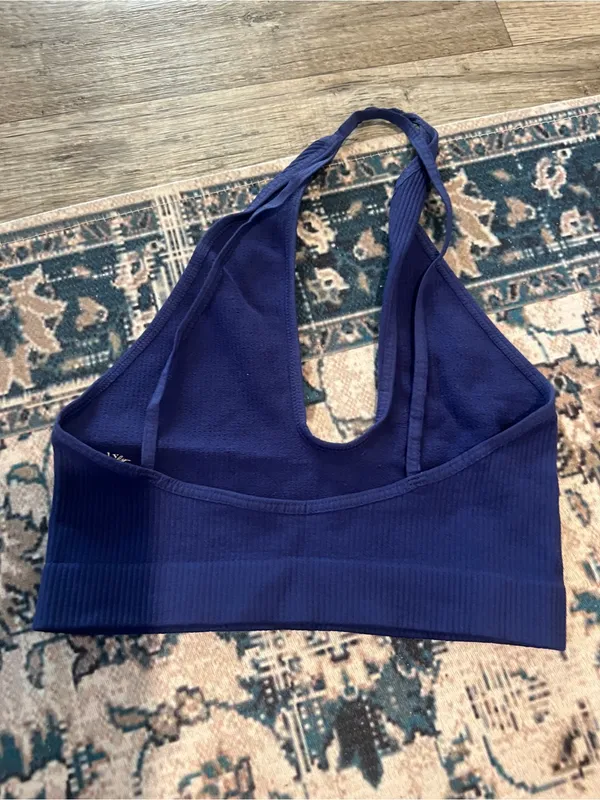 Free people intimately seamless Navy Ribbed Halter Crop Top - Image 5