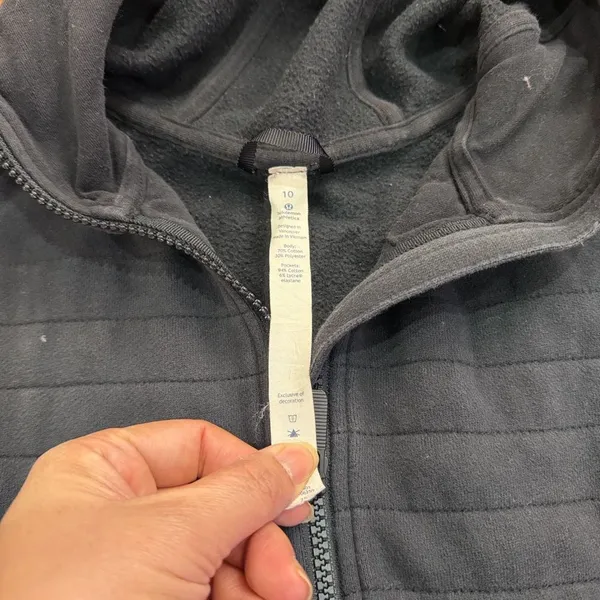 lululemon Fleece Be True Moto‎ Full Zip Heavyweight Cotton Fleece Hooded size 10 - Image 4