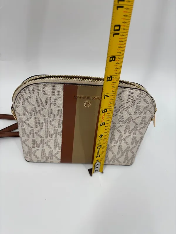 Michael Kors Vanilla and Cedar Signature Stripe Crossbody - Image 10