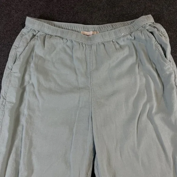 Abercrombie & Fitch Blue Green Linen Blend Wide Leg Pull On Pants Medium Regular - Image 8