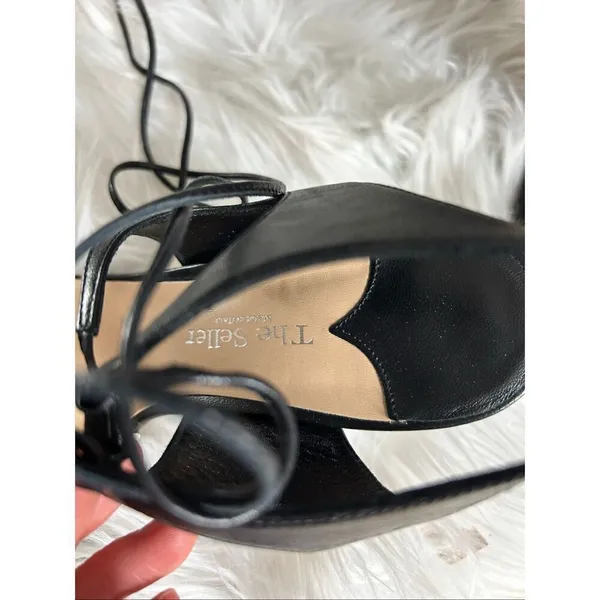 The seller vero cuoio black straps heels with long straps size 38 or 7.5 open to - Image 5