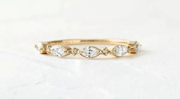 Sterling Silver Gold Plated  Diamond Dainty Ring - Image 3